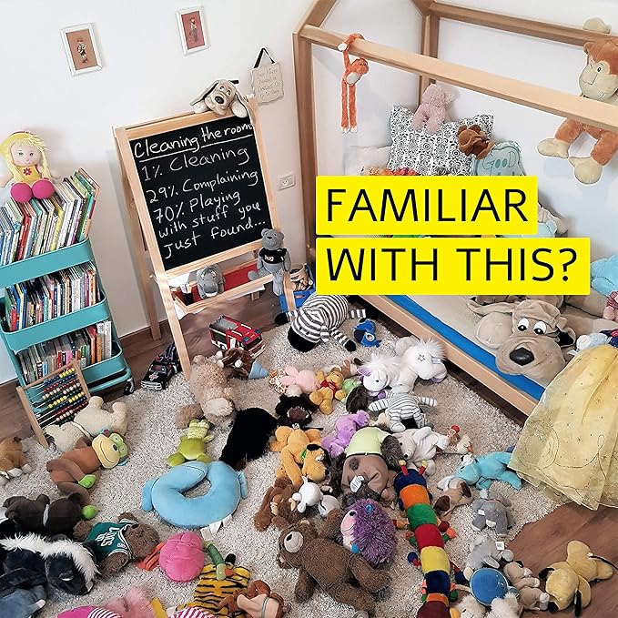 2 Sizes in 1 Stuffed Animal Storage Bean Bag Chair Cover for Kids & Adults | Washable XL Stuffie Seat | 100% Cotton | Pouf Organizer for Plush Toys, Linens, Quilts & Pillows | Polka Dots