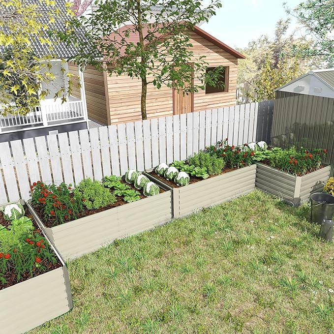 6x3x2 ft Raised Garden Bed, Large Metal Planter Raised Beds, Planters for Outdoor Plants for Vegetables, Flowers, Herbs, Fruits, and Succulents.(4 Pcs, Yellow)