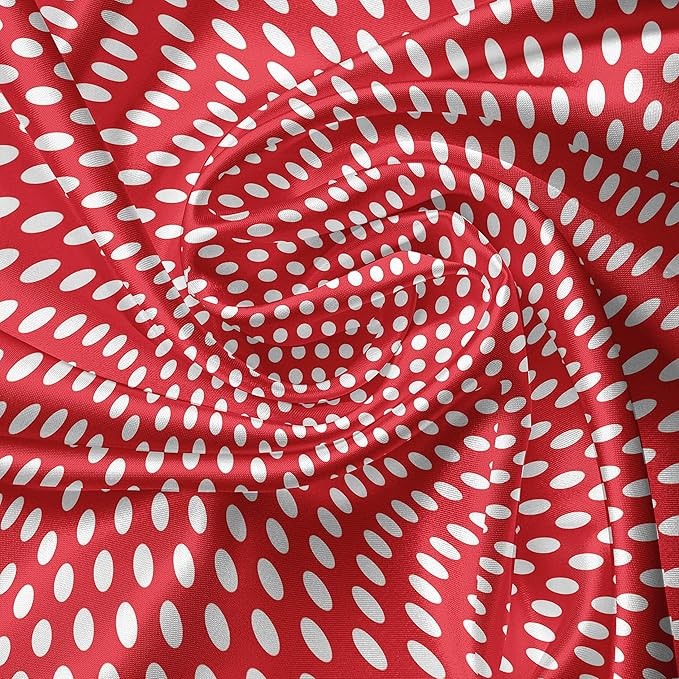 Ambesonne Retro Valance & Tier Curtain 3 pcs Set, 50s 60s Iconic Pop Art Style Big White Polka Dots Picnic Vintage Old Theme Image, Window Treatments for Kitchen Room Decor, 55" x 30", Vermilion White