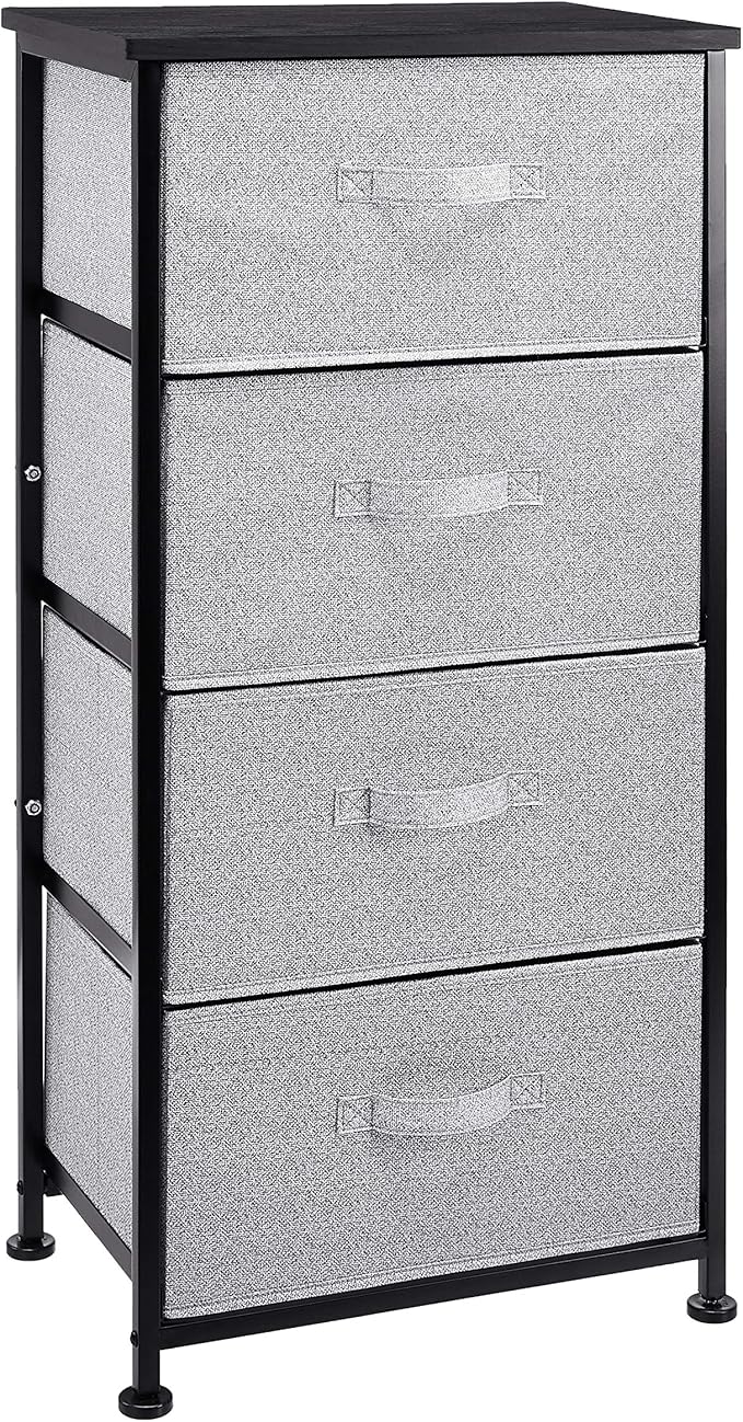 Amazon Basics Fabric 4-Drawer Storage Organizer Unit for Closet, Black